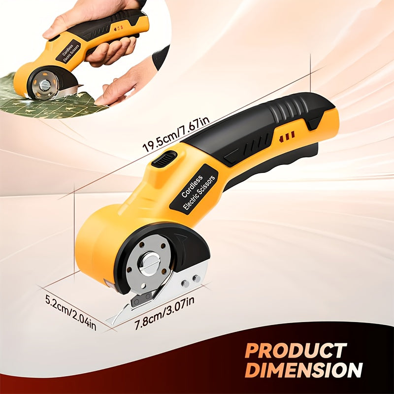 Premium Cordless Electric Fabric Cutter with USB Charging - Yellow