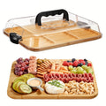 Premium Bamboo Cheese Tray – Food Serving Board with Acrylic Lid