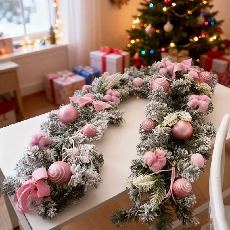 Artificial Christmas Wreath Pink Garland - SuperSaverAU - view 1