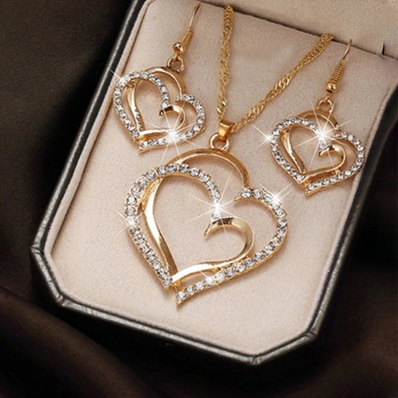 Heart Shaped Rhinestone Jewelry Set for Women - SuperSaverAU - view 5