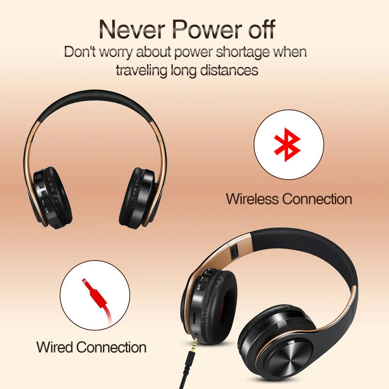 Wireless Bluetooth Headphones Gold - SuperSaverAU - view 2