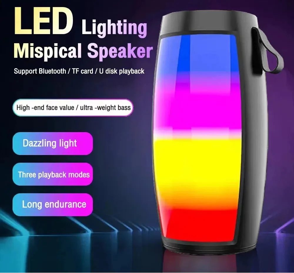 Premium Black LED Light Bluetooth Speaker with Powerful Bass