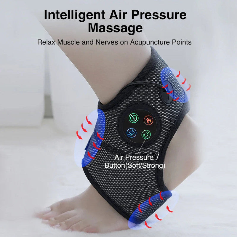 Black Electric Foot and Ankle Massager 2 Pieces with Heat LCD and USB Charging