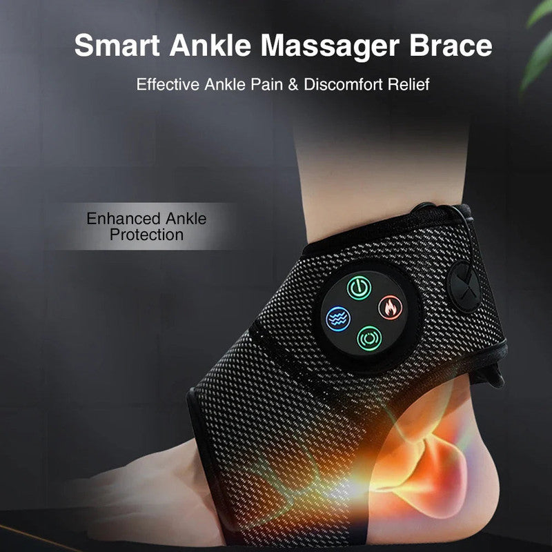 Black Electric Foot and Ankle Massager 2 Pieces with Heat LCD and USB Charging