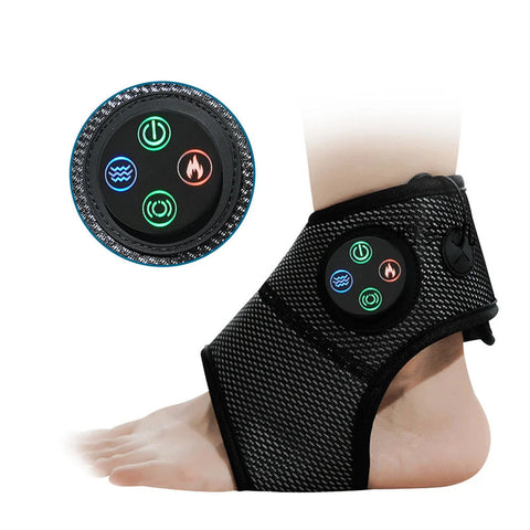 Black Electric Foot and Ankle Massager 2 Pieces with Heat LCD and USB Charging