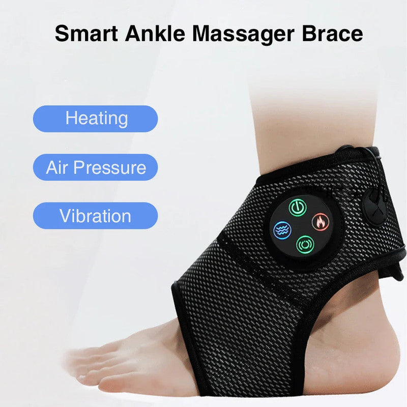 Black Electric Foot and Ankle Massager 2 Pieces with Heat LCD and USB Charging
