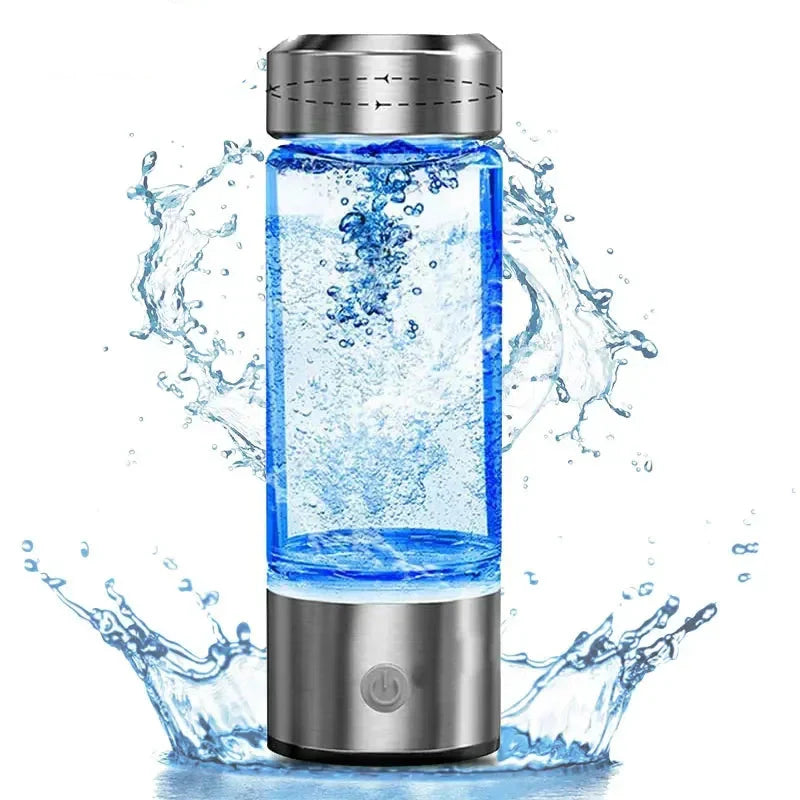 Premium Portable Hydrogen Water Bottle – Silver 420ml, USB Rechargeable