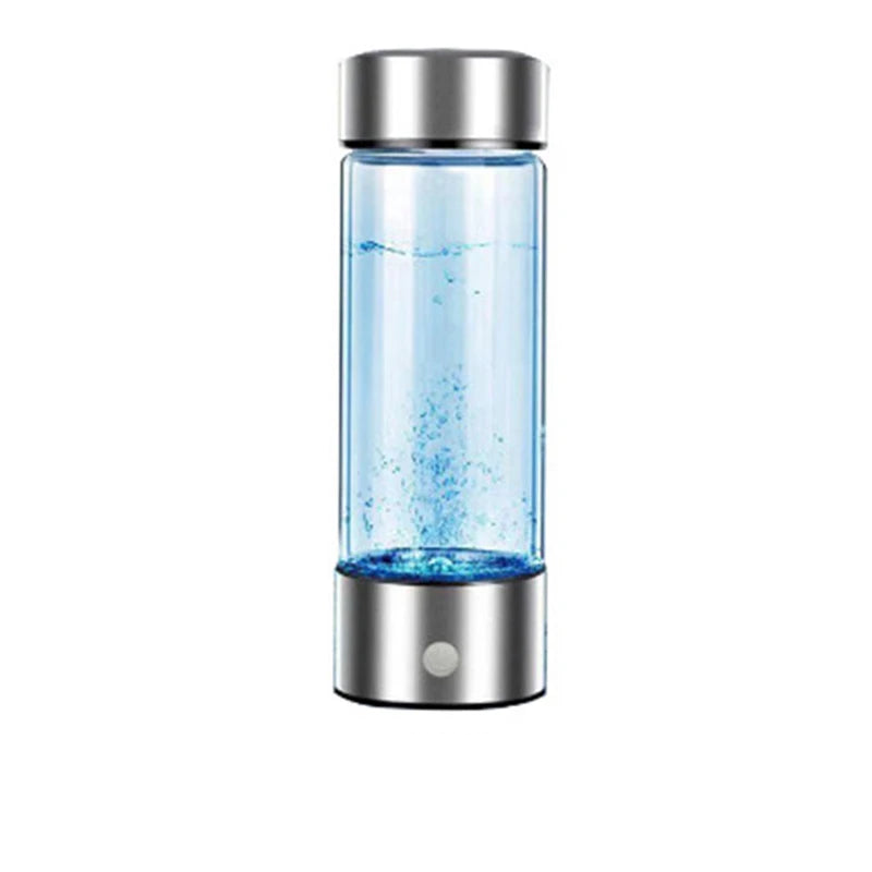 Premium Portable Hydrogen Water Bottle – Silver 420ml, USB Rechargeable