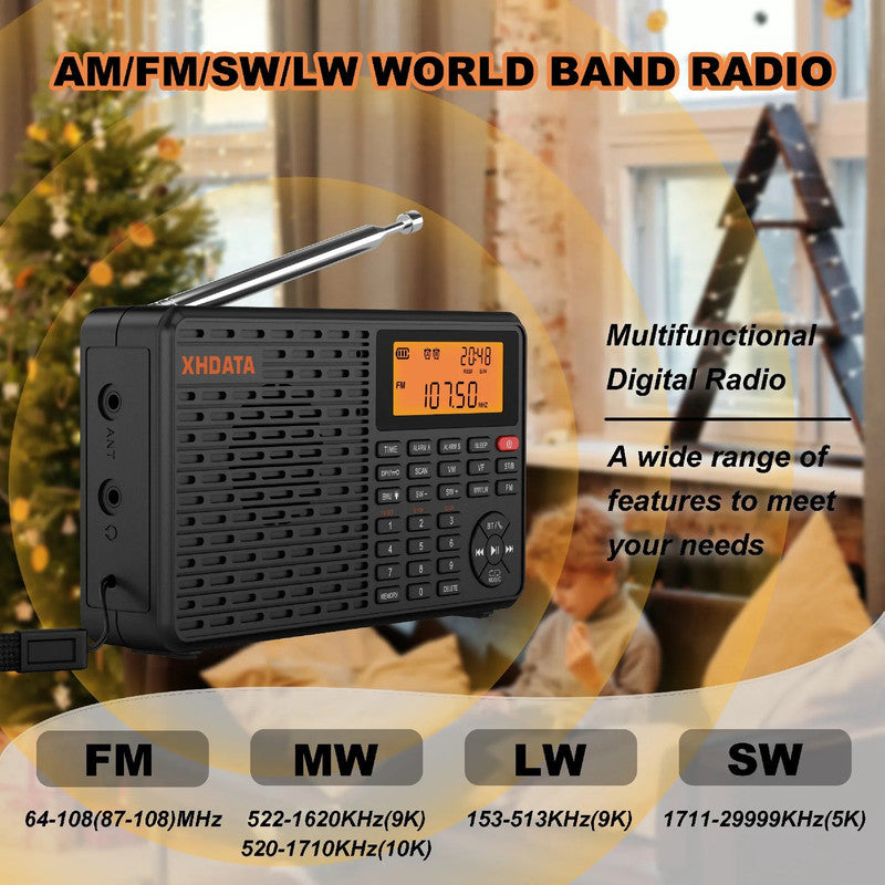 Premium Black Stereo Digital Portable Radio with Bluetooth