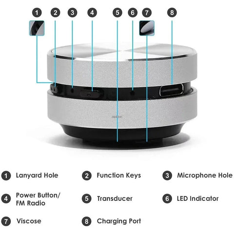 Premium Silver Bone Conduction Bluetooth Speaker with FM Radio