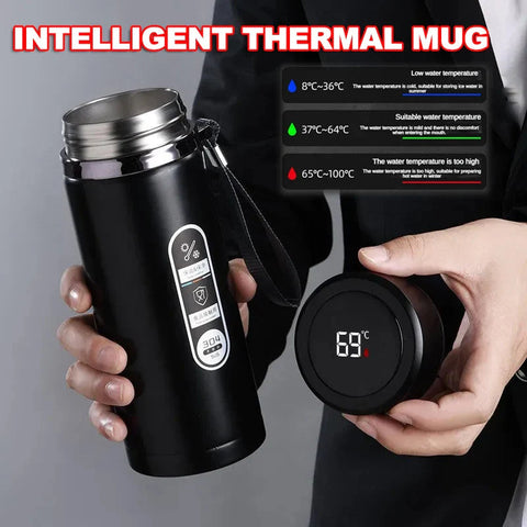 Premium Thermos Bottle – Black 1L with LED Temperature Display