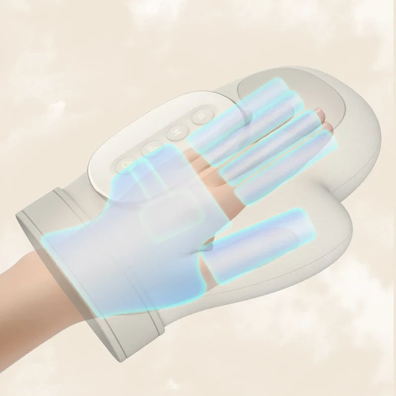 Grey Electric Hand Massager with Air Compression Heat Therapy 5 Intensity Levels