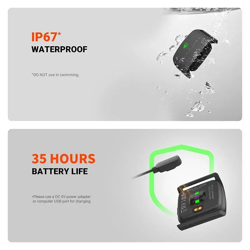 Black Armband Heart Rate Monitor Bluetooth 5.0 ANT+ 35 Hour Fitness Tracker