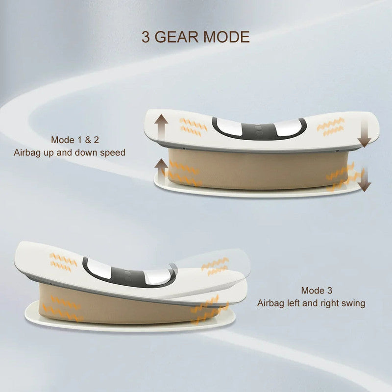 White Electric Lumbar Traction Back Massager with Vibration Support for Waist Relief