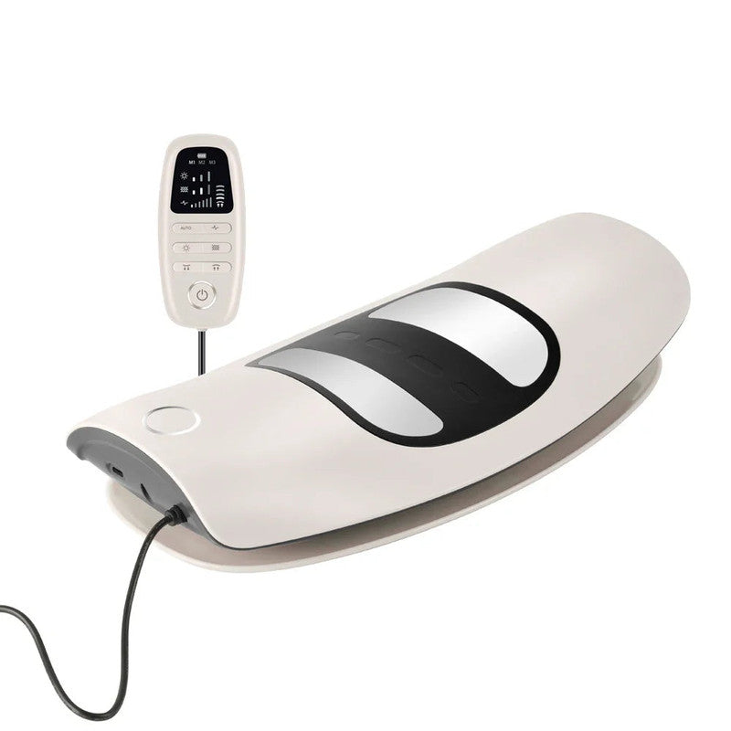 White Electric Lumbar Traction Back Massager with Vibration Support for Waist Relief