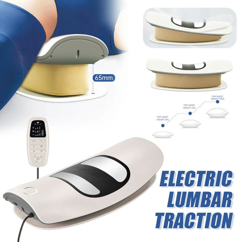 White Electric Lumbar Traction Back Massager with Vibration Support for Waist Relief