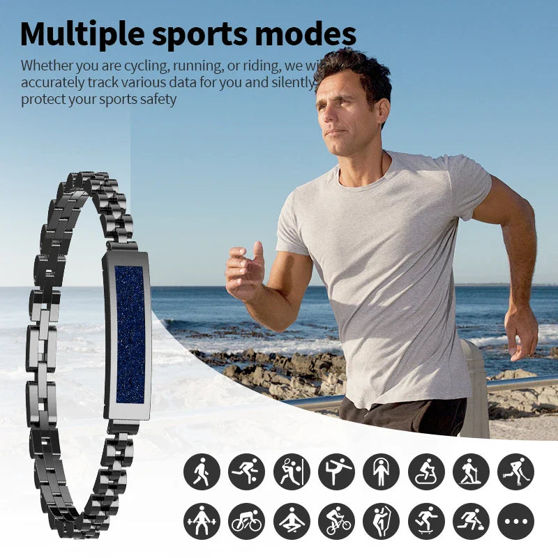 Black Smart Fitness Bracelet with Heart Rate SpO2 Sleep Tracking and IP68 Waterproof