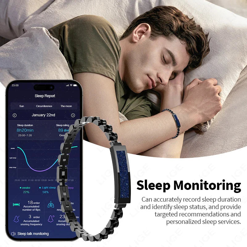 Black Smart Fitness Bracelet with Heart Rate SpO2 Sleep Tracking and IP68 Waterproof