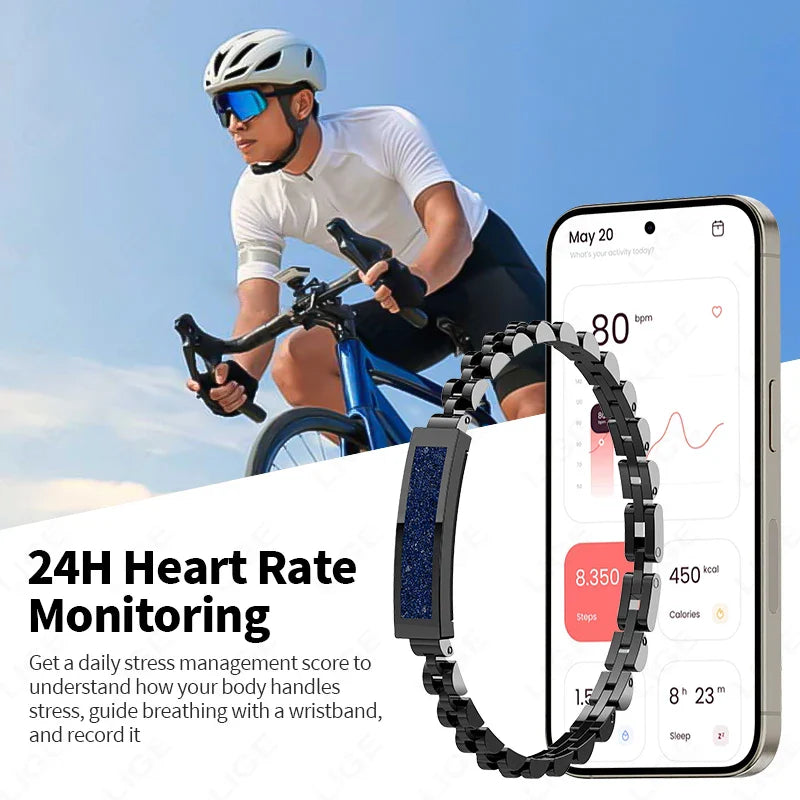 Black Smart Fitness Bracelet with Heart Rate SpO2 Sleep Tracking and IP68 Waterproof