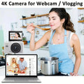 Premium White 4K Digital Camera with 3 Inch Flip Screen WiFi 32GB Card
