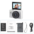 Premium White 4K Digital Camera with 3 Inch Flip Screen WiFi 32GB Card