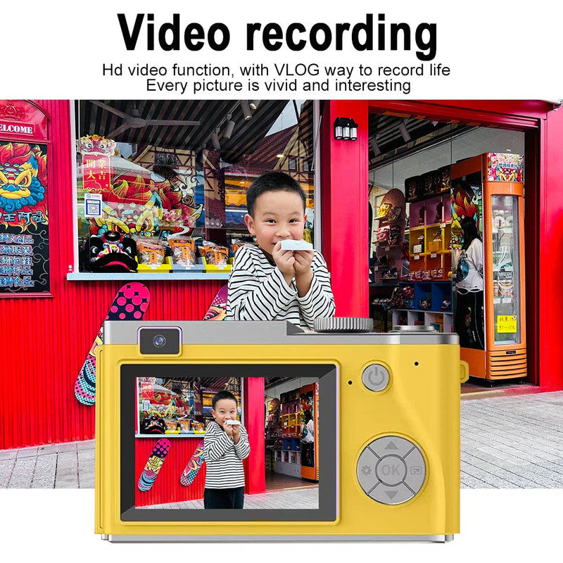 Premium Yellow UHD 48MP 4K Digital Camera with Flip Screen and 32GB Card