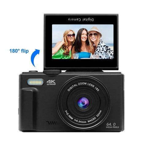 Premium Black 4K Digital Camera with 18X Zoom Autofocus and 32GB Card