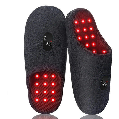 Black Rechargeable Red Light Therapy Slippers with 660nm and 850nm Infrared Light