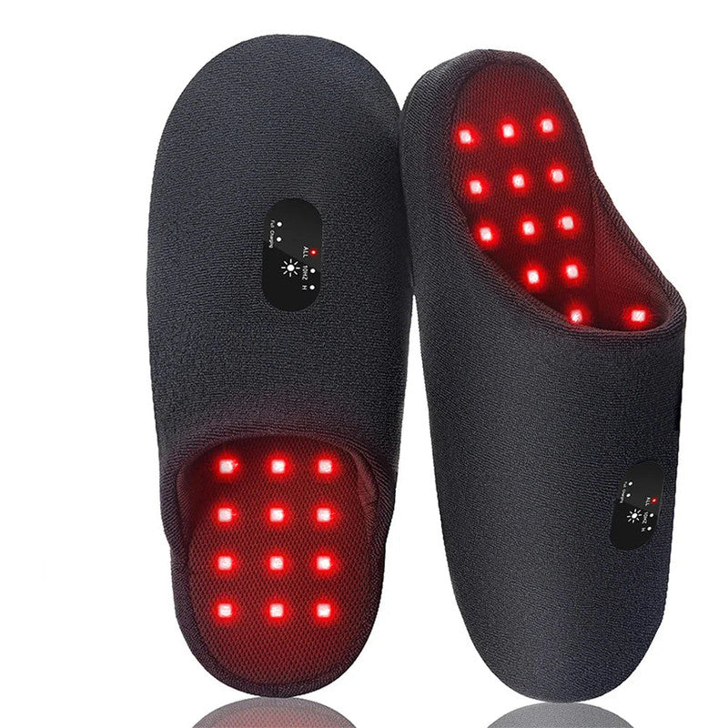 Black Rechargeable Red Light Therapy Slippers with 660nm and 850nm Infrared Light