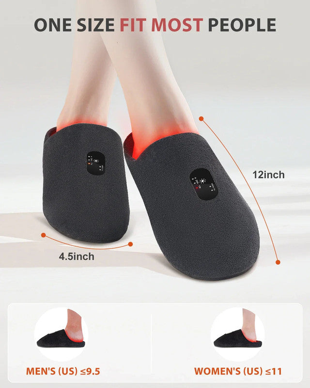 Black Rechargeable Red Light Therapy Slippers with 660nm and 850nm Infrared Light
