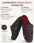 Black Rechargeable Red Light Therapy Slippers with 660nm and 850nm Infrared Light