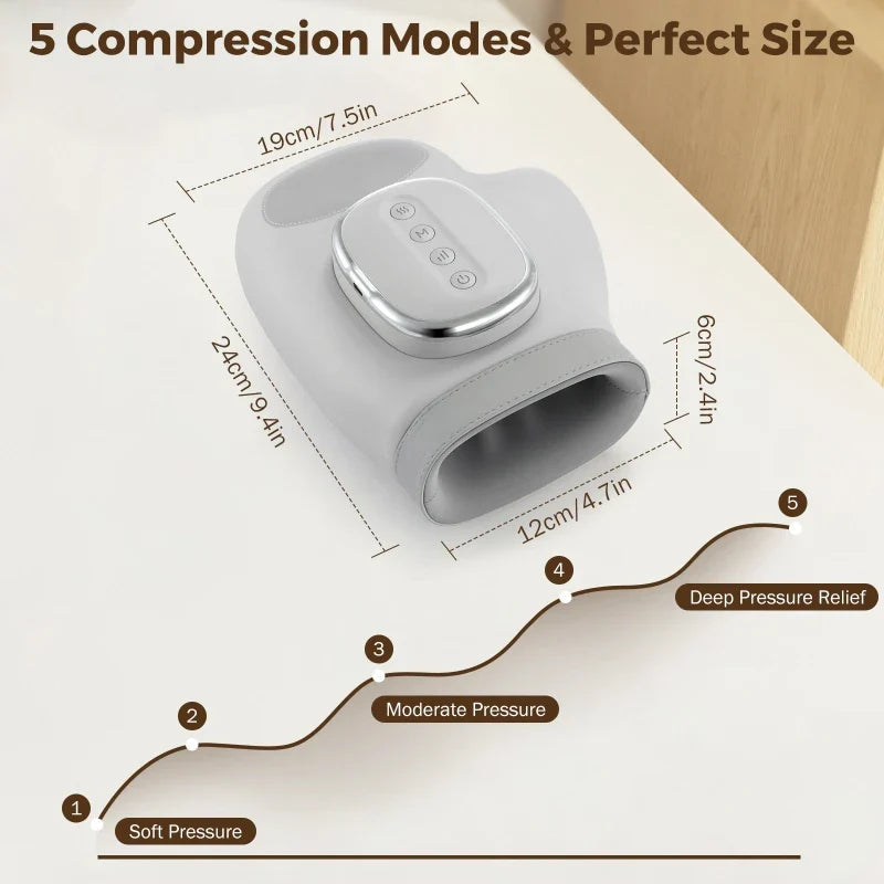 5-Level Electric Hand Massager with Hot Compress Grey - SuperSaverAU - view 7