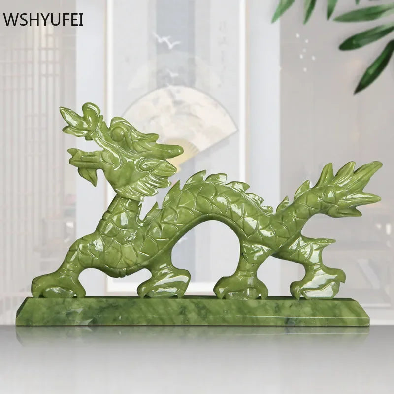 Premium Chinese Zodiac Dragon Jade Ornament – Traditional Natural Jade Display Decor