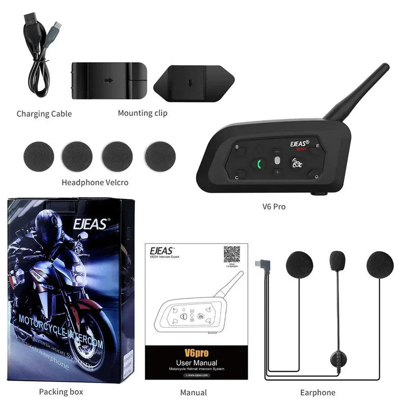 Premium NNEOBA Bluetooth Motorcycle Helmet Intercom Headset - 1200M