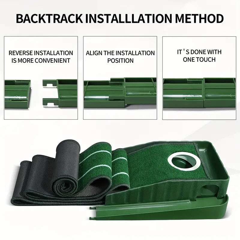 Premium Portable Golf Putting Training Mat with Alignment Guides - 8ft