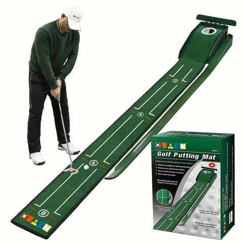 Premium Portable Golf Putting Training Mat with Alignment Guides - 8ft