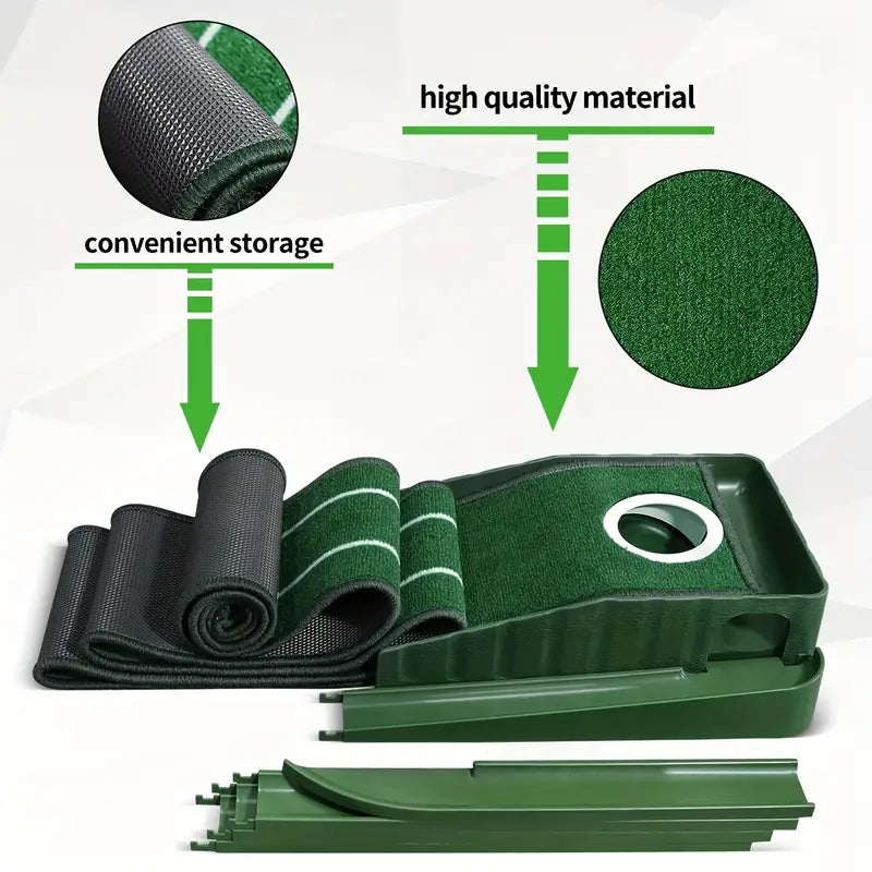Premium Portable Golf Putting Training Mat with Alignment Guides - 8ft