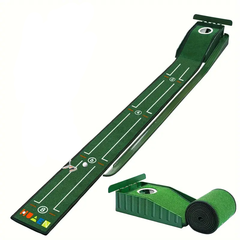 Premium Portable Golf Putting Training Mat with Alignment Guides - 8ft