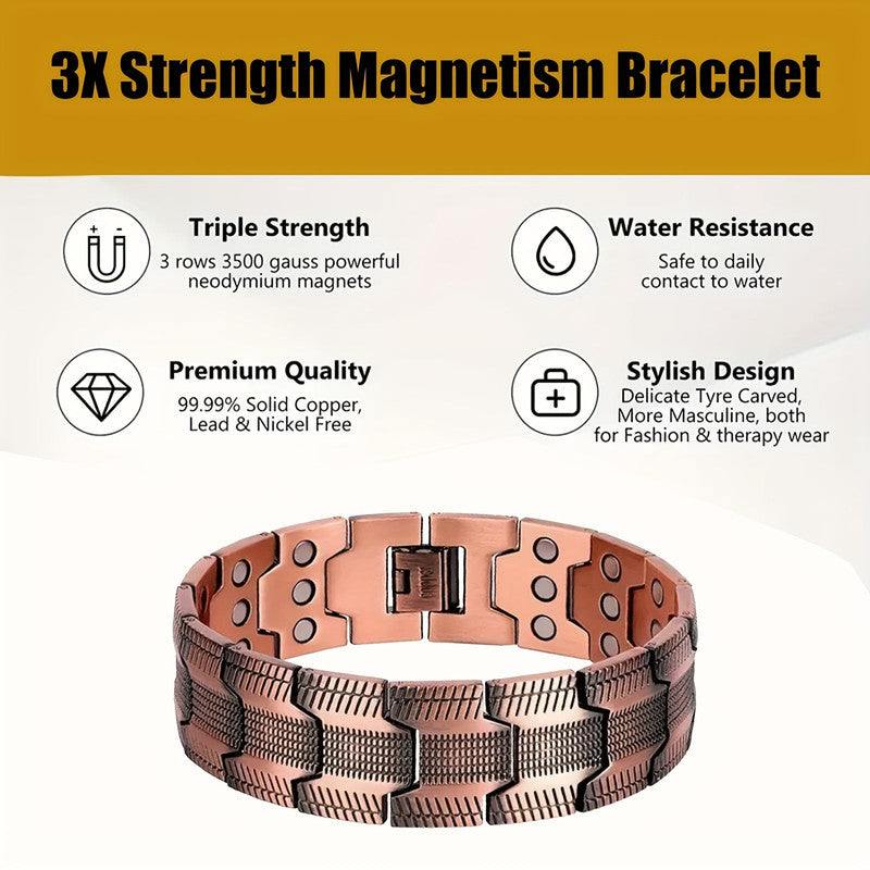 Premium 3X Strong Copper Magnetic Bracelet for Men