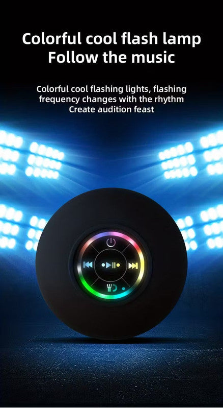 Premium Black Portable Wireless Speaker with Suction Cup USB-C Charging
