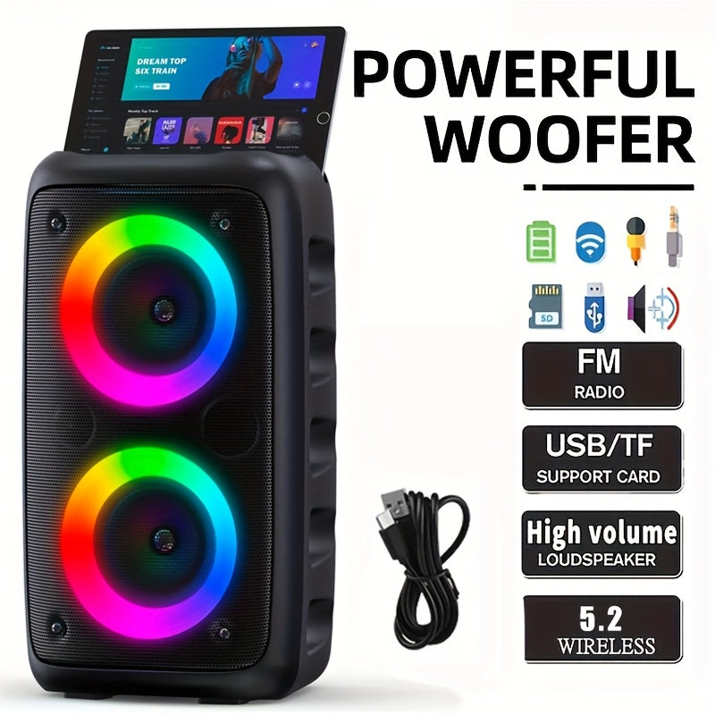 Premium Black Large Wireless Speaker with Deep Bass 2400mAh