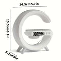 Premium White Wireless Bluetooth Speaker with RGB Light Alarm and Wireless Charging