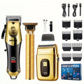 Golden Men's Hair Clipper Razor and T-Blade Trimmer Set USB Rechargeable