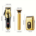 Golden Men's Hair Clipper Razor and T-Blade Trimmer Set USB Rechargeable