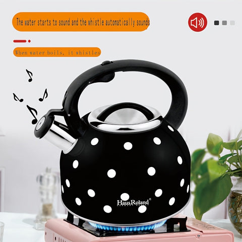 Premium 2.5L Black White Stainless Steel Whistling Tea Kettle