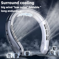 Premium Silvery USB Rechargeable Hanging Neck Fan Leafless Portable Cooling