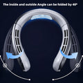 Premium Silvery USB Rechargeable Hanging Neck Fan Leafless Portable Cooling
