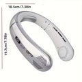 Premium Silvery USB Rechargeable Hanging Neck Fan Leafless Portable Cooling
