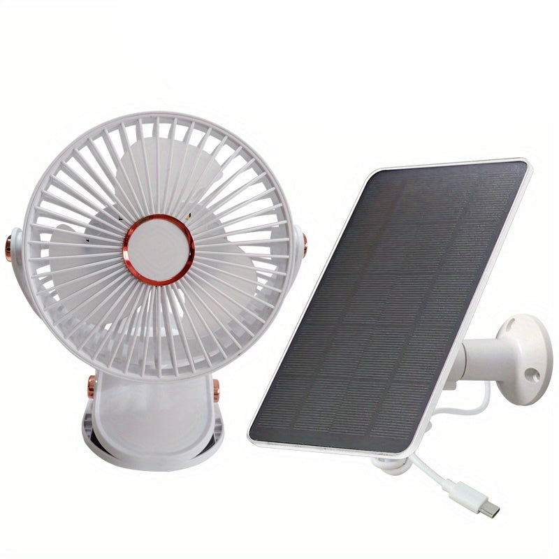 Premium White Solar Battery Camping Fan with Light 10000mAh 4 Speeds