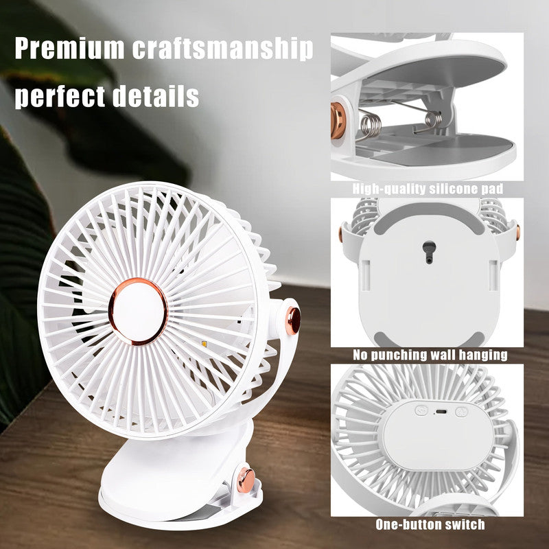 Premium White Solar Battery Camping Fan with Light 10000mAh 4 Speeds